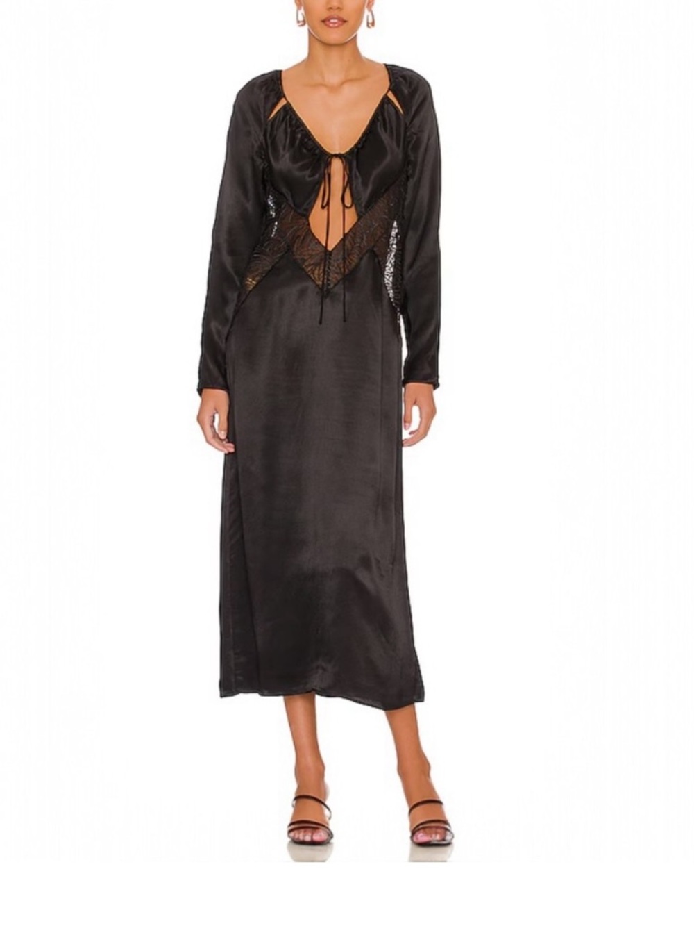 L'Academie Jael Tie-Front Midi Dress